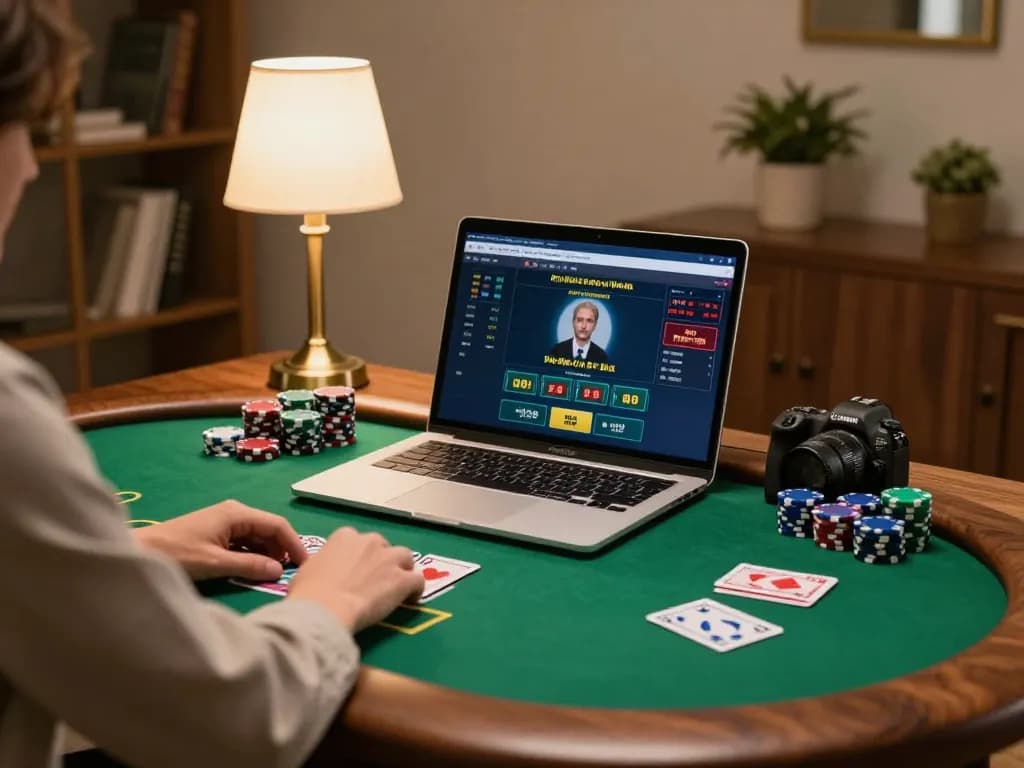 Experience exciting live poker gameplay on RR88 in a stylish home setting with chips and cards visible.