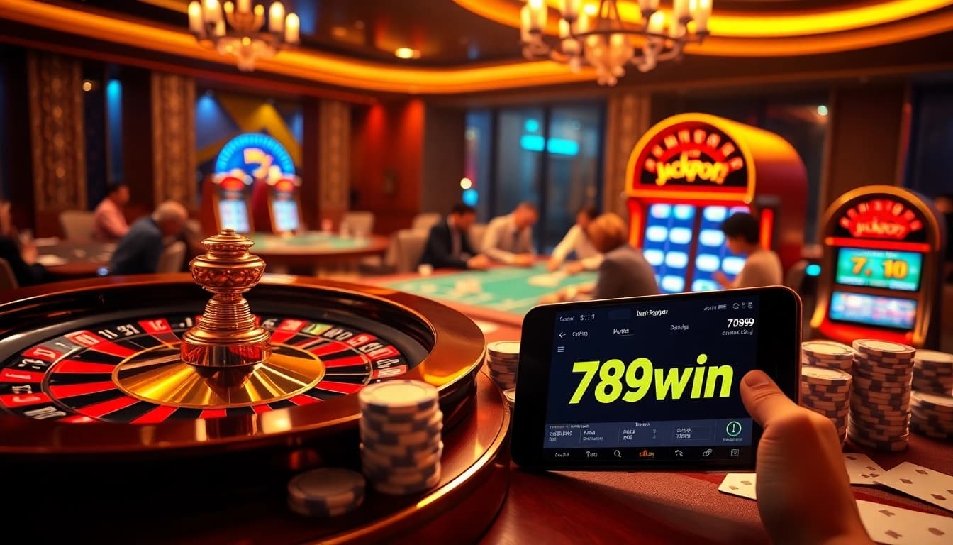 Experience the thrill of gaming at 789win with professional players at a vibrant casino table.