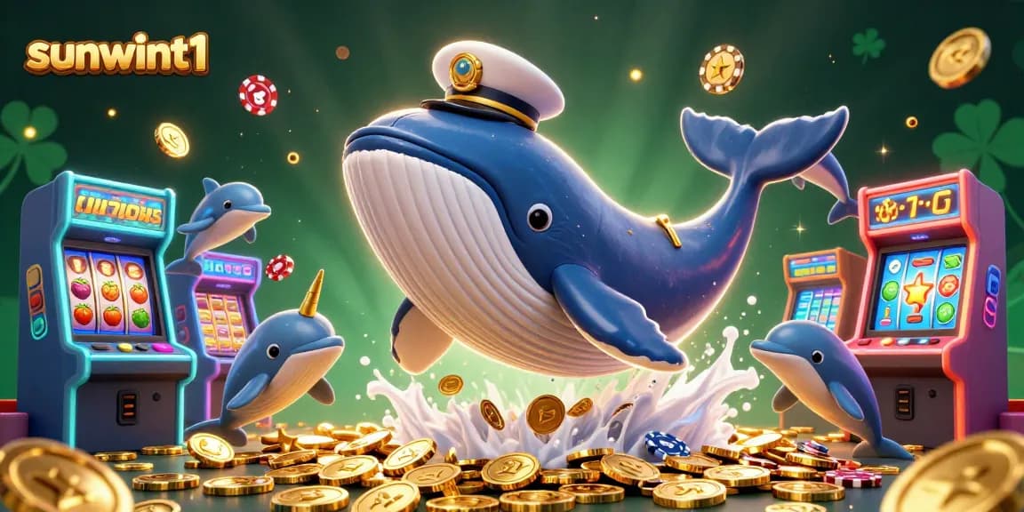 Experience thrilling jackpots at sunwint1 while playful dolphins perform with poker chips.