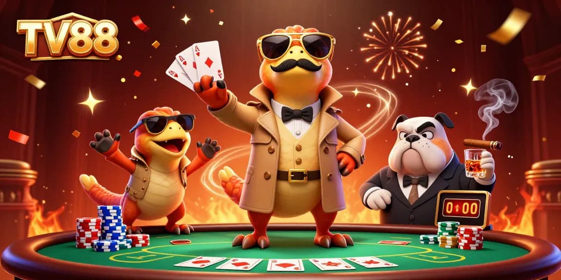 Experience gambling thrills with TV88 as raptors sneak into a VIP casino lounge.