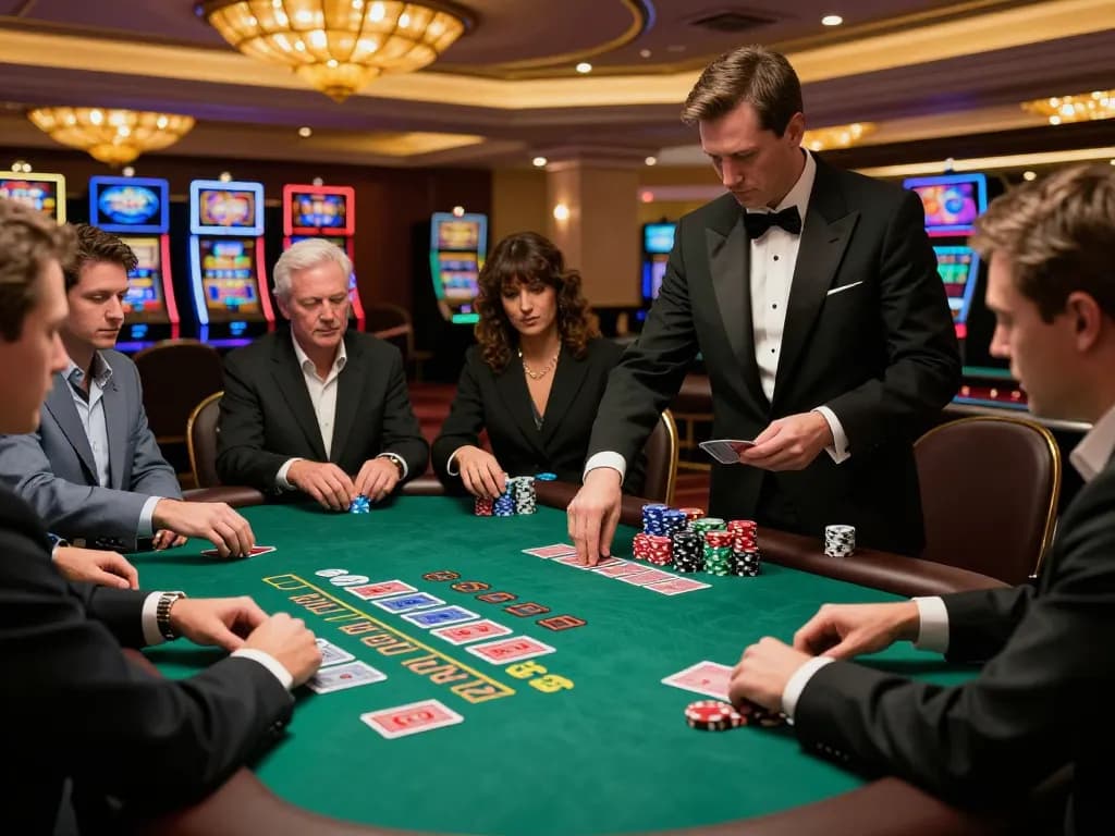 Engaged players enjoying blackjack at an upscale casino while visiting https://www.bearcreekwatershed.org/macroinvertebrates for strategies