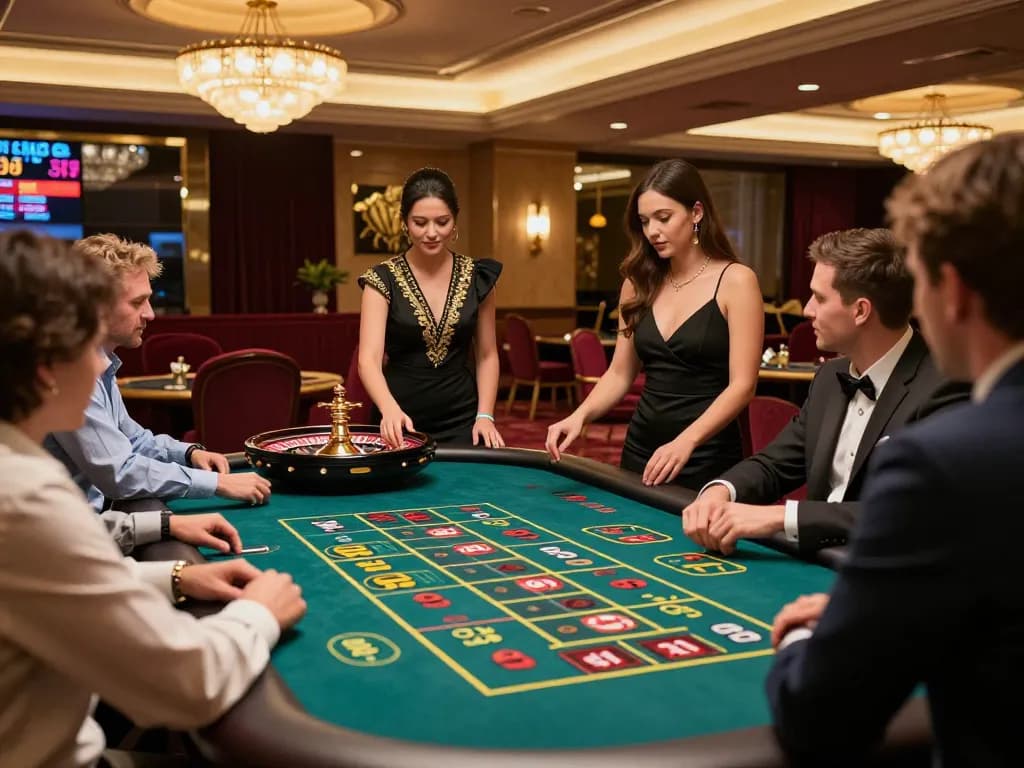 Engaged players enjoying a thrilling roulette game at win678, showcasing excitement and strategic betting action.
