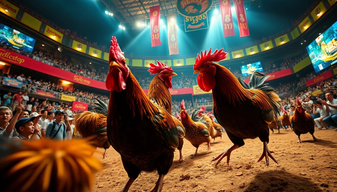 Live cockfight action showcasing SV368win.live's exciting betting platform experience