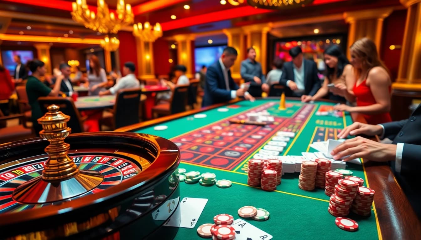 Experience the excitement of TG88 with vibrant casino tables and thrilling gaming activities.