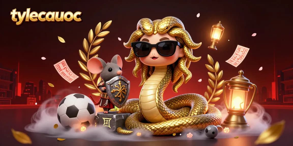 Experience thrilling sports betting excitement with tylecacuoc in a vibrant 3D scene filled with action elements.