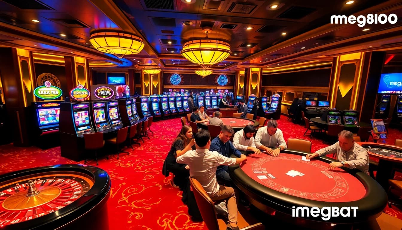 Players enjoying a thrilling game at a mega888 casino table, capturing the excitement of online gambling.