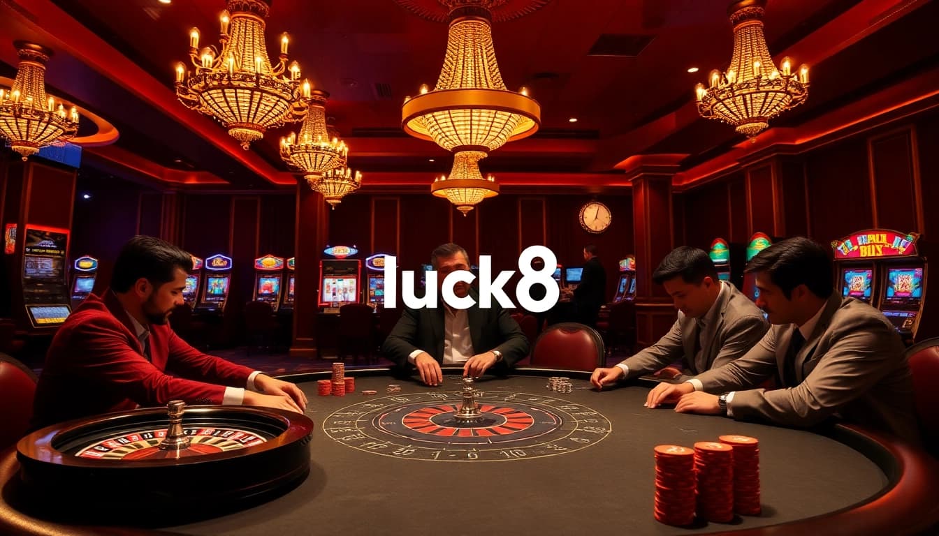Experience high-stakes poker at luck8's exhilarating casino scene with elite players and vibrant games.