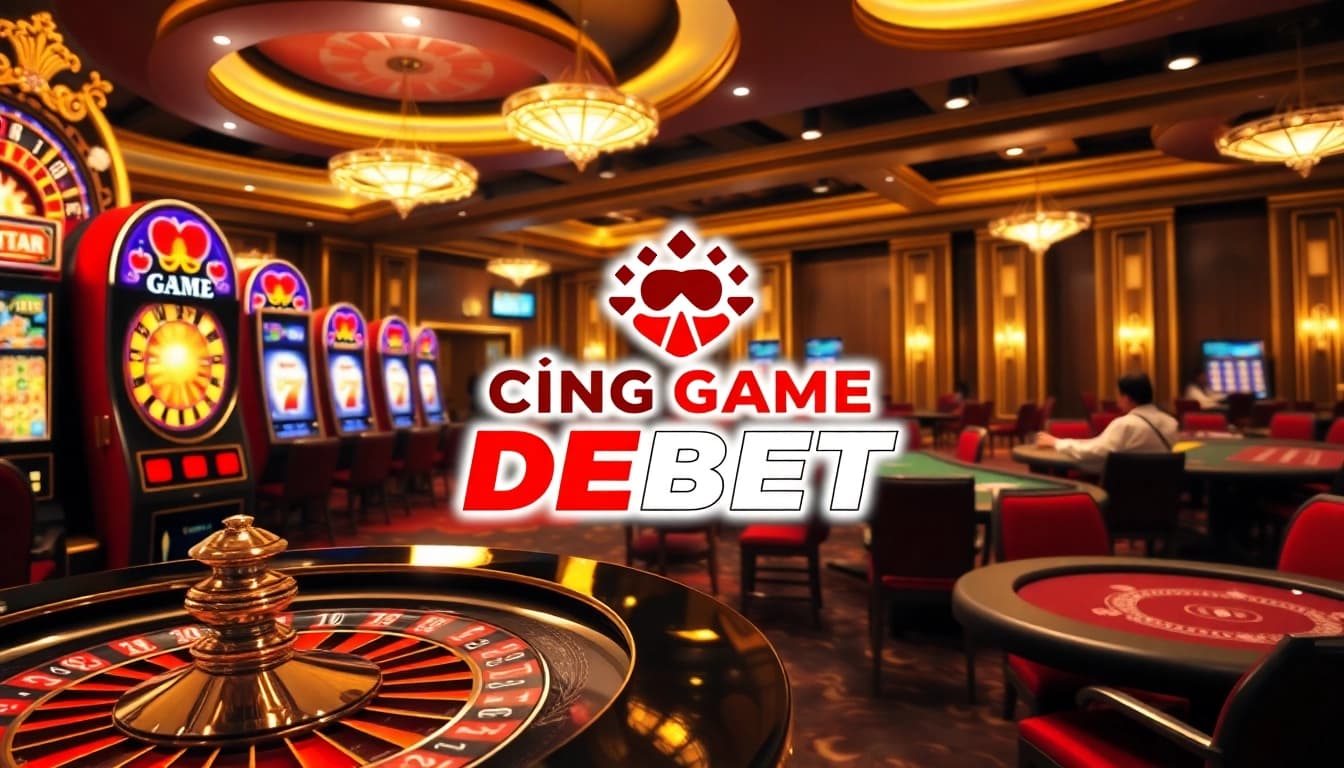 Experience excitement at Cổng Game DEBET with vibrant casino games and engaging players at the tables.