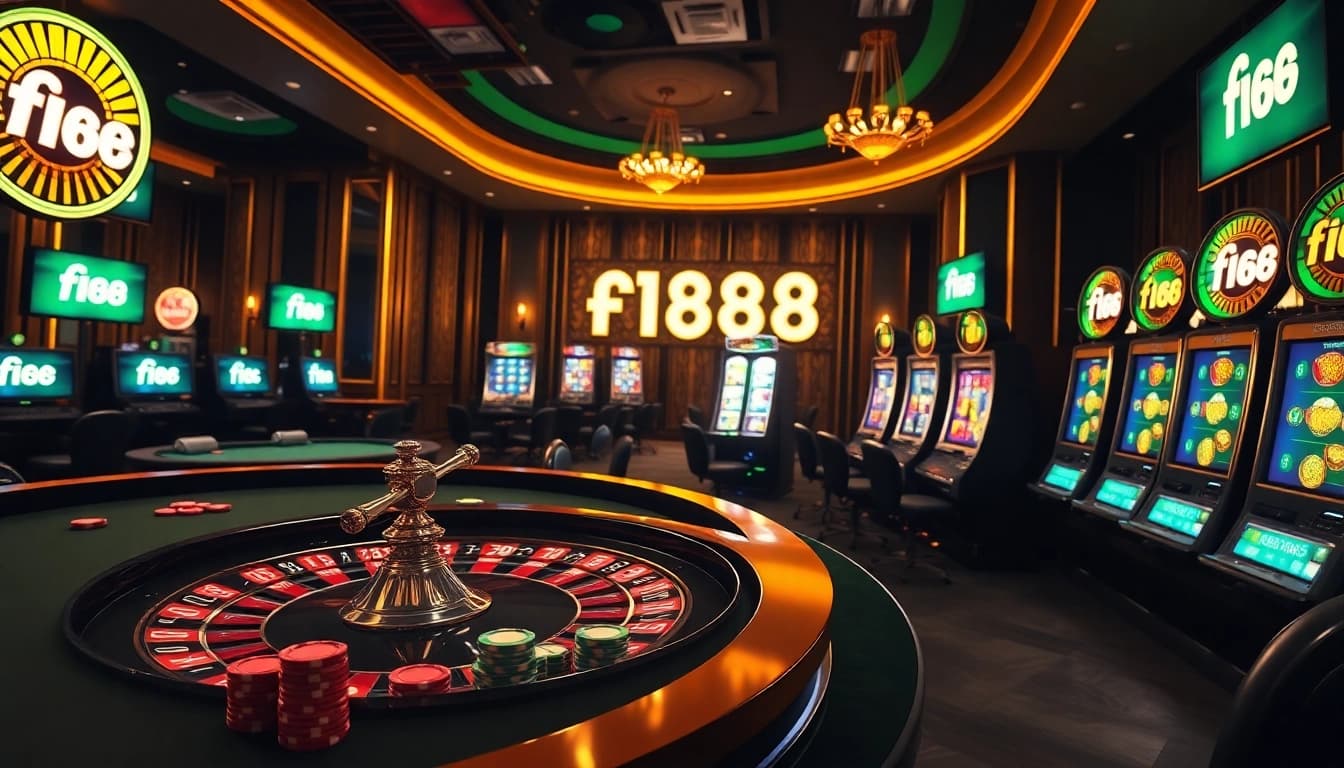 Experience the excitement at f168 casino with vibrant poker tables, roulette, and slots.
