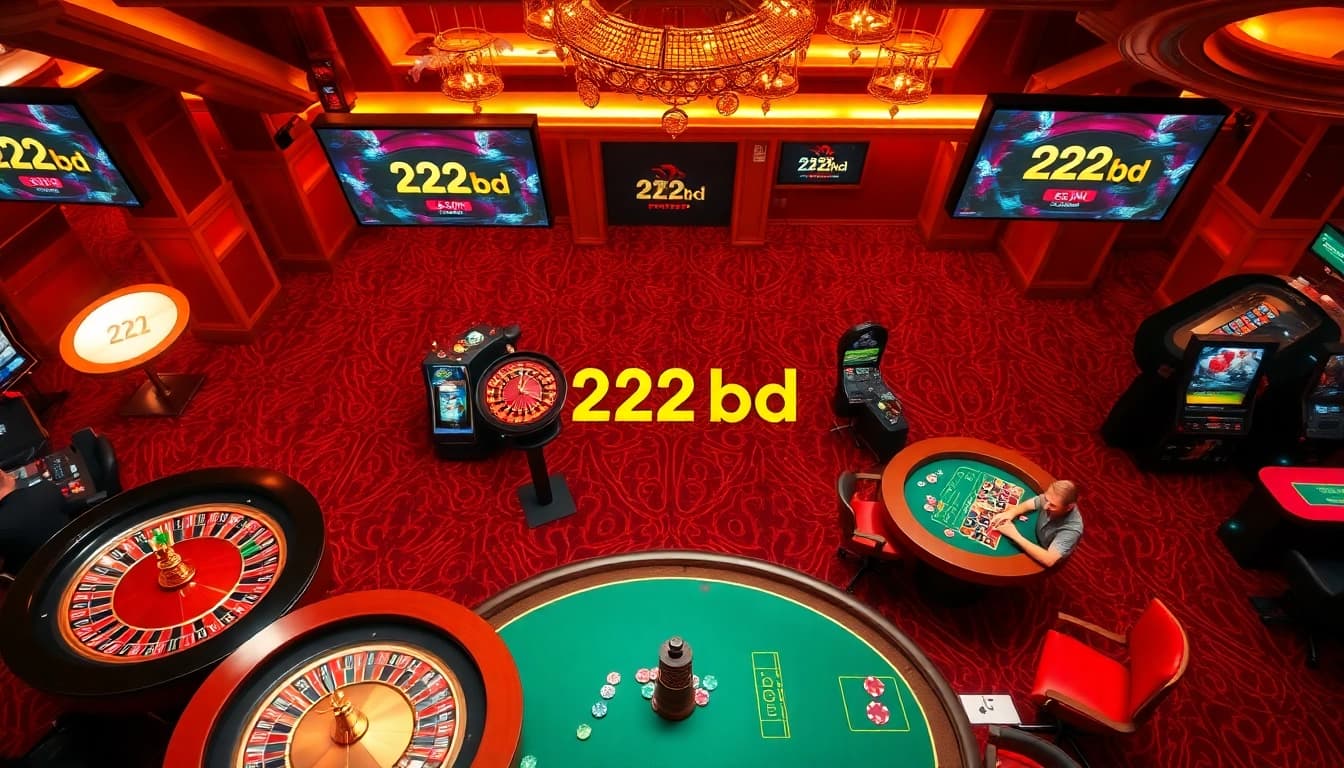 Players enjoying games at a luxurious casino, highlighting 222bd's vibrant atmosphere and excitement.