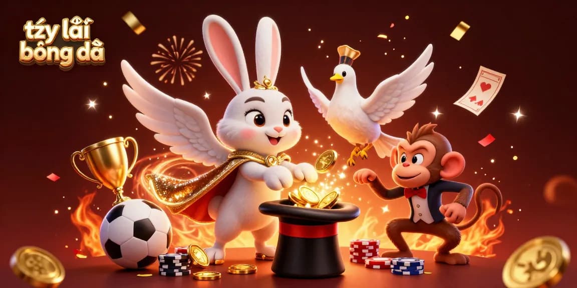 Experience thrilling sports betting with tỷ lệ bóng đá as our magician rabbit conjures coins and excitement!