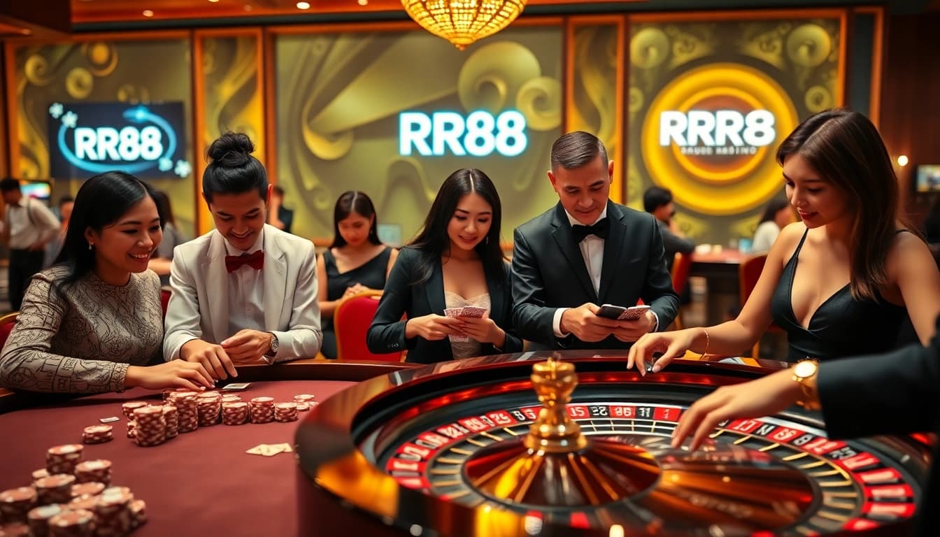 Experience thrilling RR88 casino excitement with dynamic poker and roulette action.