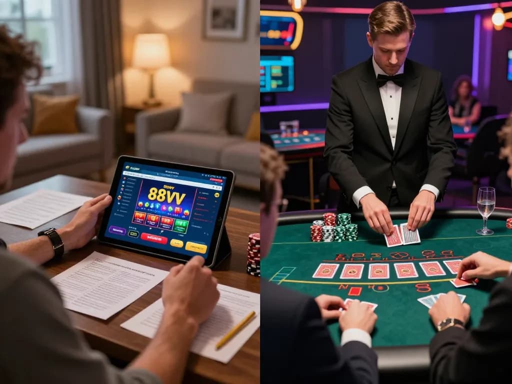 Player enjoying online games at 88vv casino while studying strategy notes.