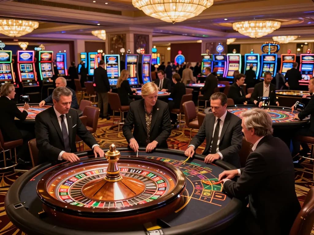 Players actively betting at roulette tables in an upscale casino, highlighting the excitement of xfzc168 gaming