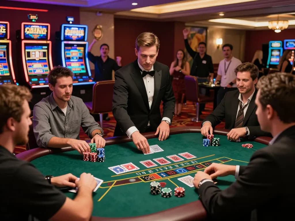 Players engaged at a blackjack table in 88club, showcasing strategic bets and an exciting casino atmosphere.