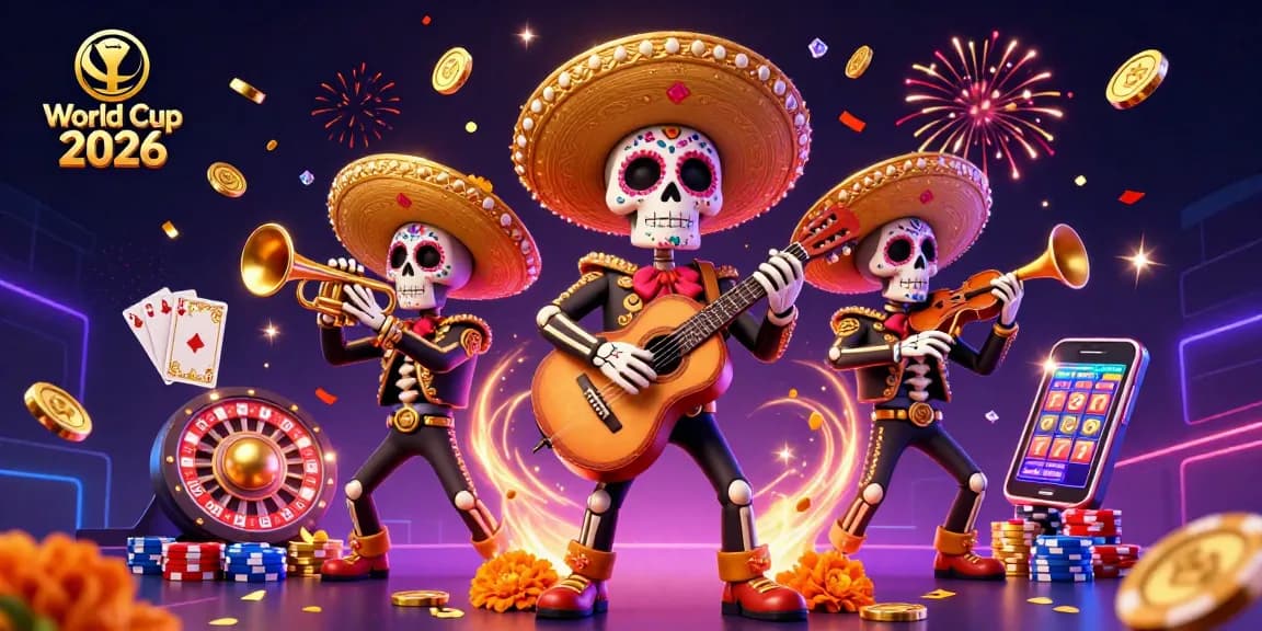 Experience World Cup 2026 with spinning roulette, vibrant mariachi band, and exciting casino elements.