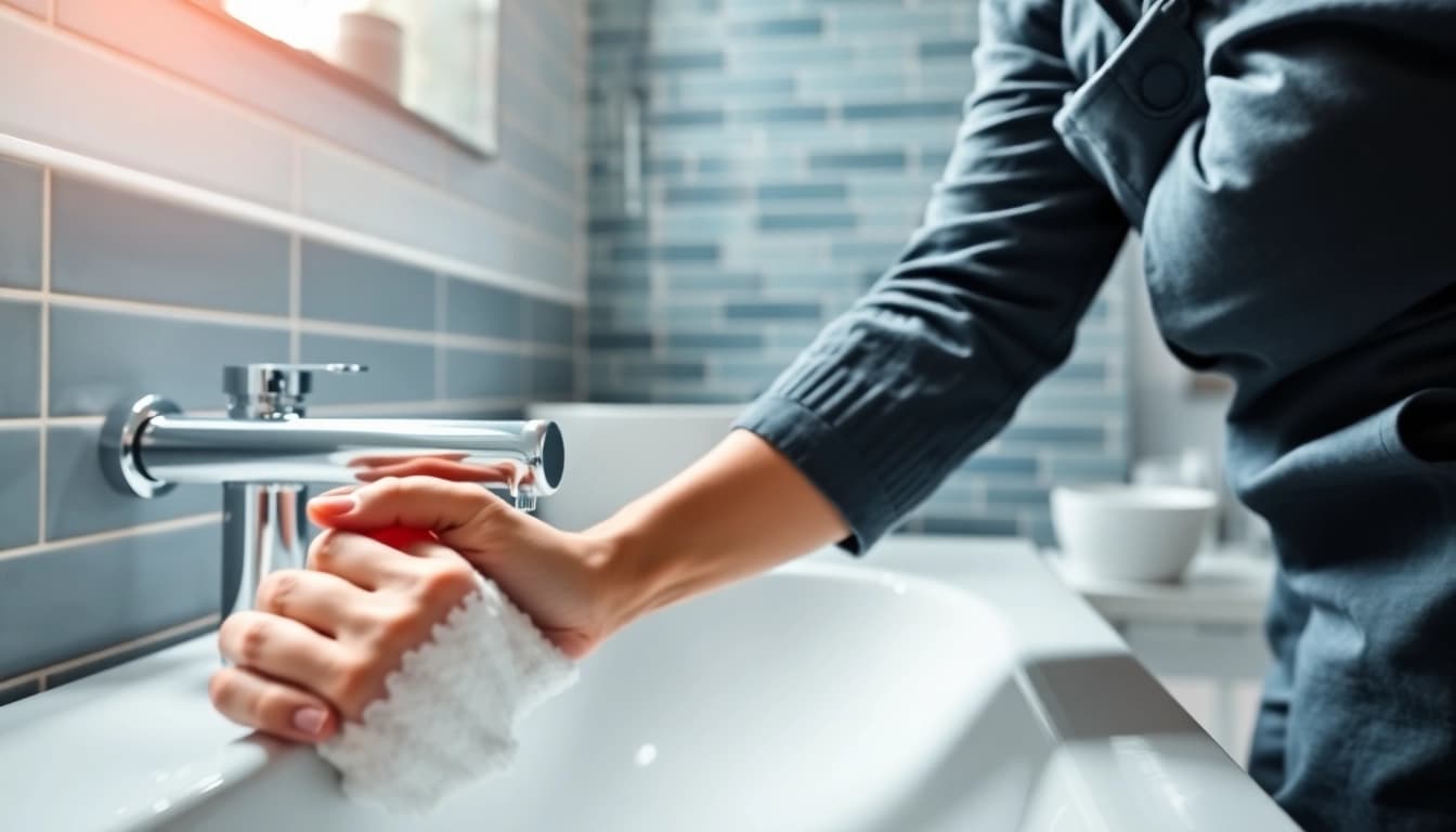 Installieren von Sanitärprodukten von sonni sanitär in modernem Badezimmer.