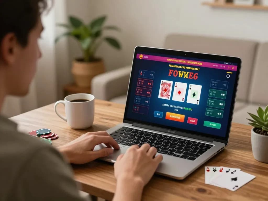 Engaging in strategic blackjack at MM88 online casino from a cozy home setting with a laptop.