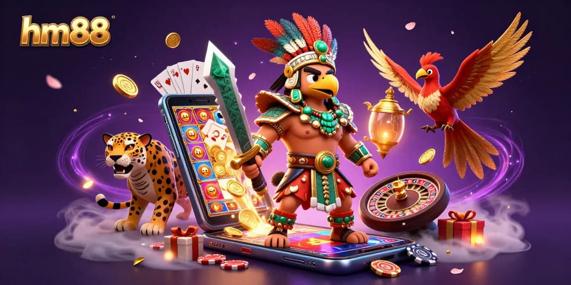 Experience the excitement of hm88 with a vibrant 3D casino scene featuring classic game elements and dynamic characters.