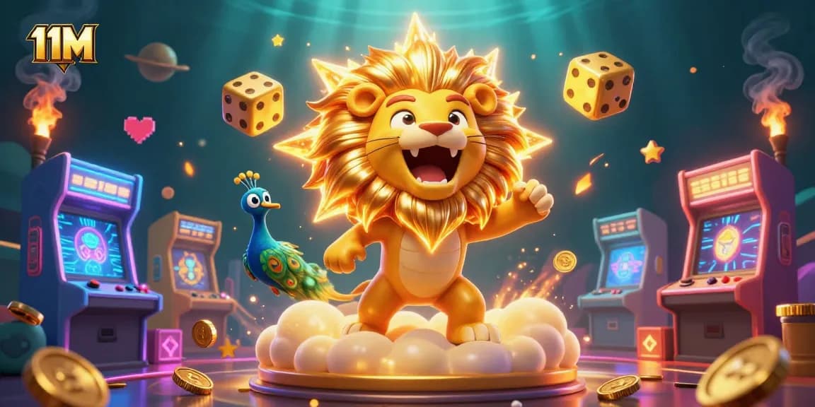 Experience the thrilling 11M casino adventure with vibrant characters and dazzling game elements.