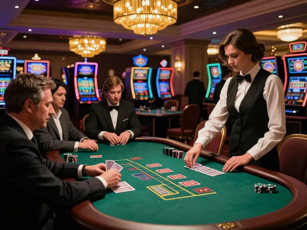 Players at a c168 blackjack table celebrating a win under warm casino lights.