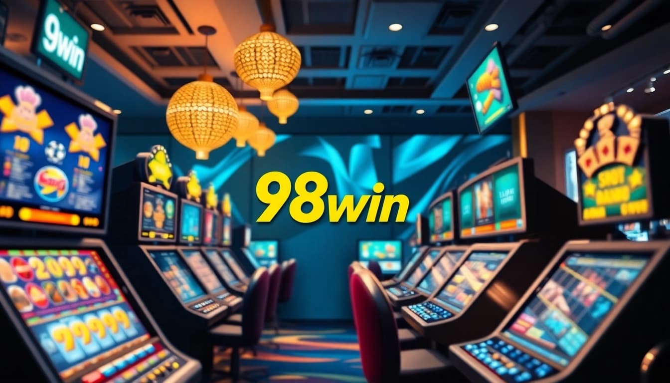 Interactive gaming interface showcasing 98win's vibrant online betting options and customer support.