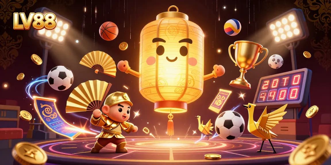 Experience the excitement of LV88 online casino with vibrant gaming elements and dynamic characters.