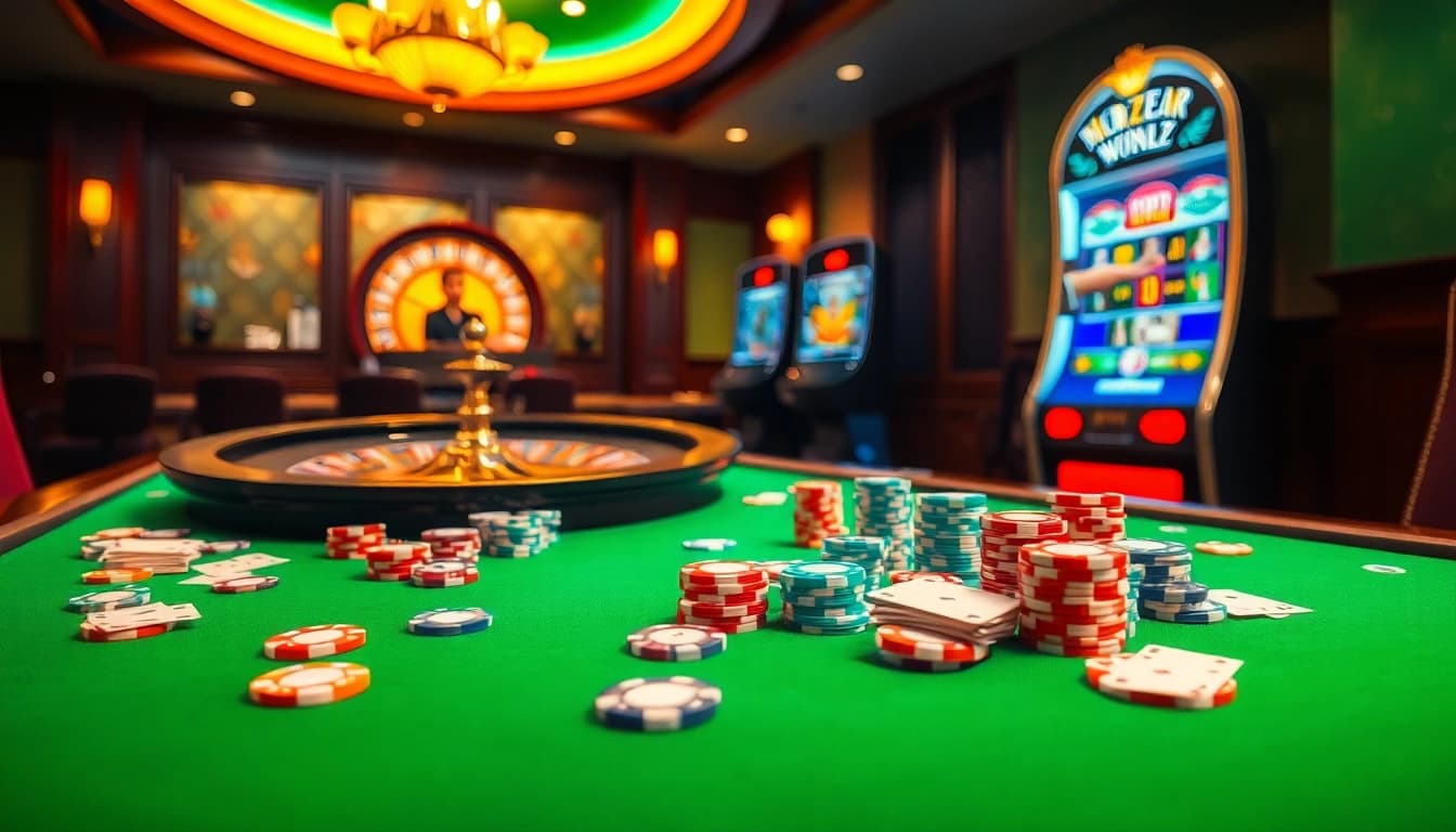 Experience the thrilling action at f168bet with colorful poker chips and vibrant casino visuals.