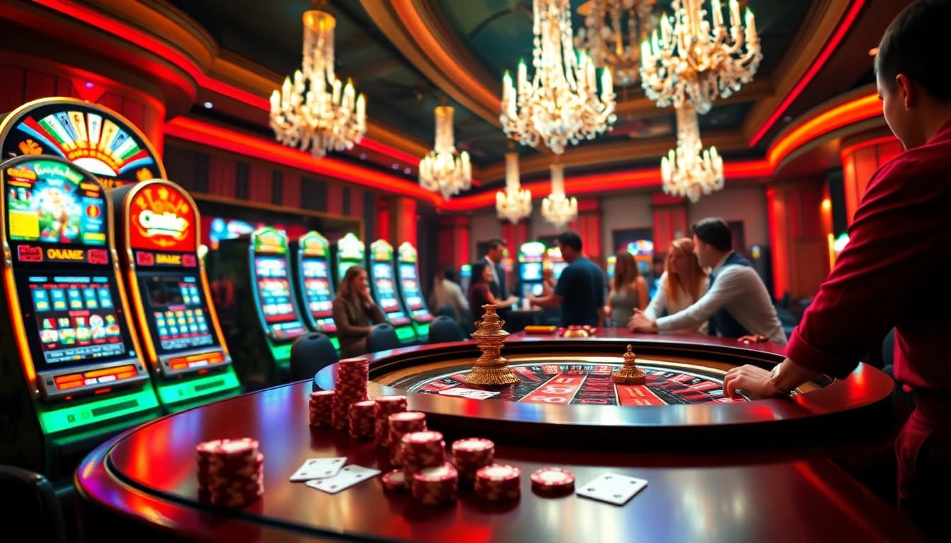 Players enjoying a thrilling vipwin gambling experience at a luxurious casino table.