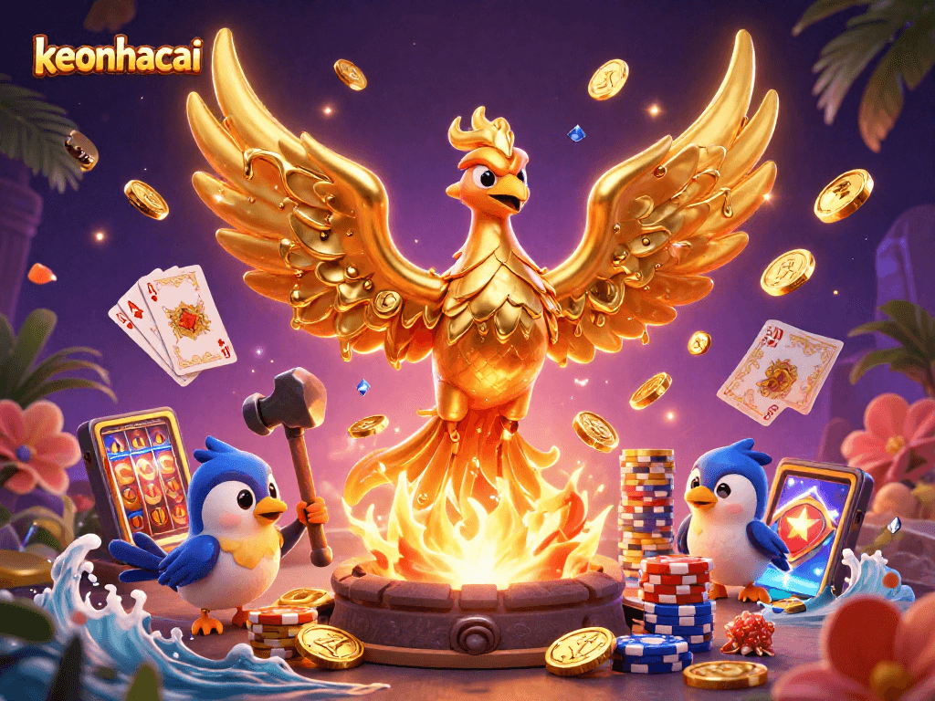 Engage with keonhacai's vibrant 3D casino scene filled with golden opportunities and energetic gameplay.