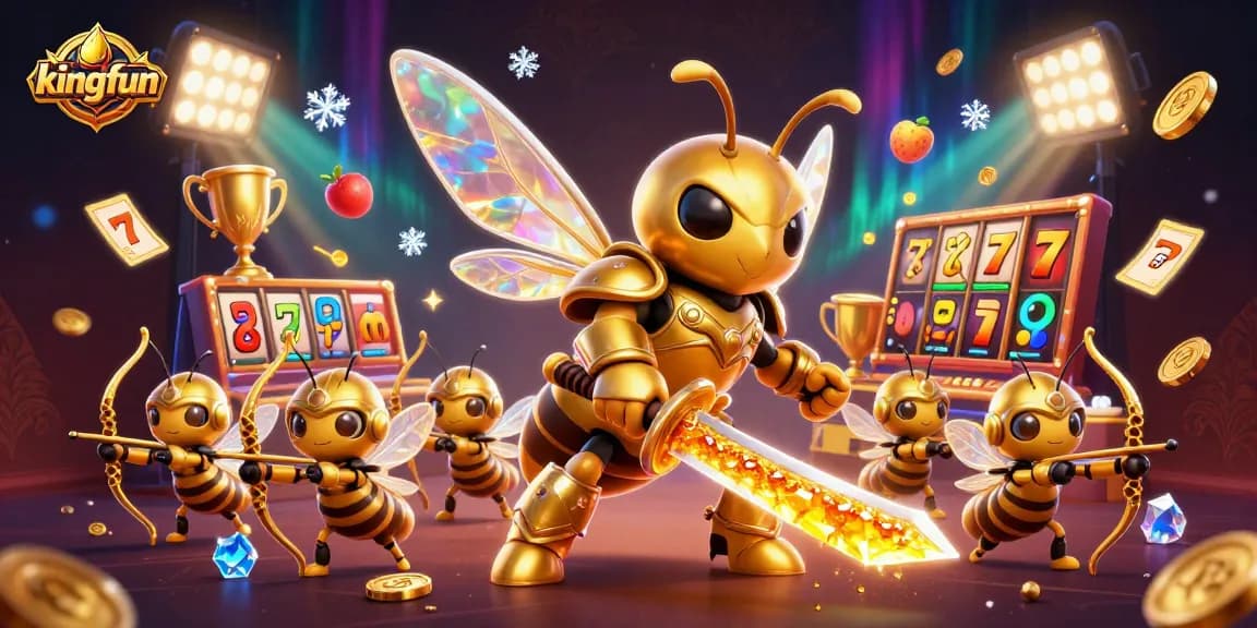 kingfun players enjoy the thrilling action with colorful slot reels and jackpot symbols.
