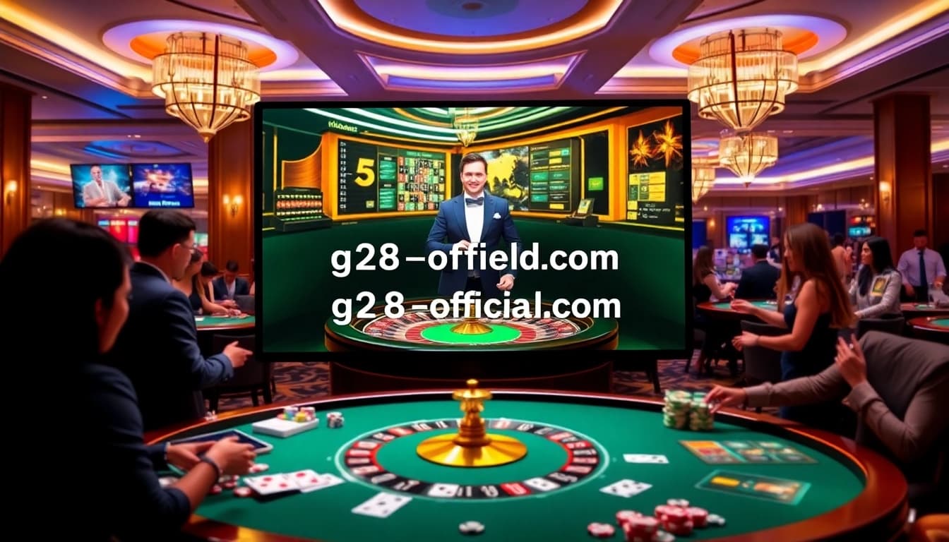 Experience exciting gameplay with g28-offical.com at a luxurious casino table featuring roulette and poker.