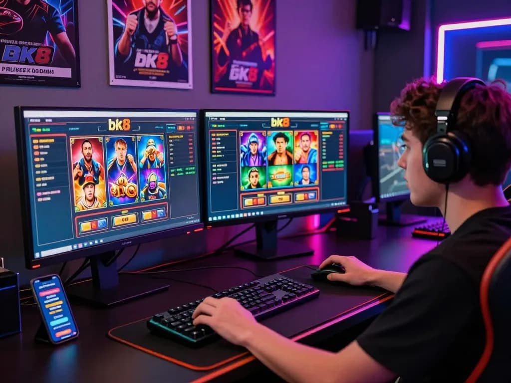 Exciting bk8 online gaming environment with a player engaged in betting.