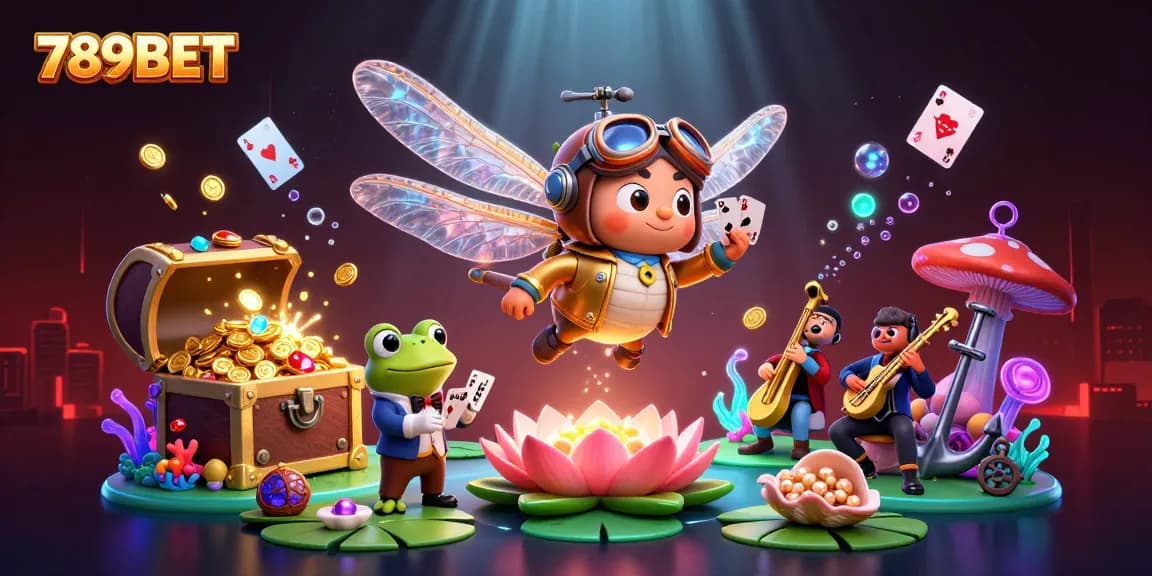 Experience the thrill of 789BET with vibrant casino scenes of card games and underwater treasures.