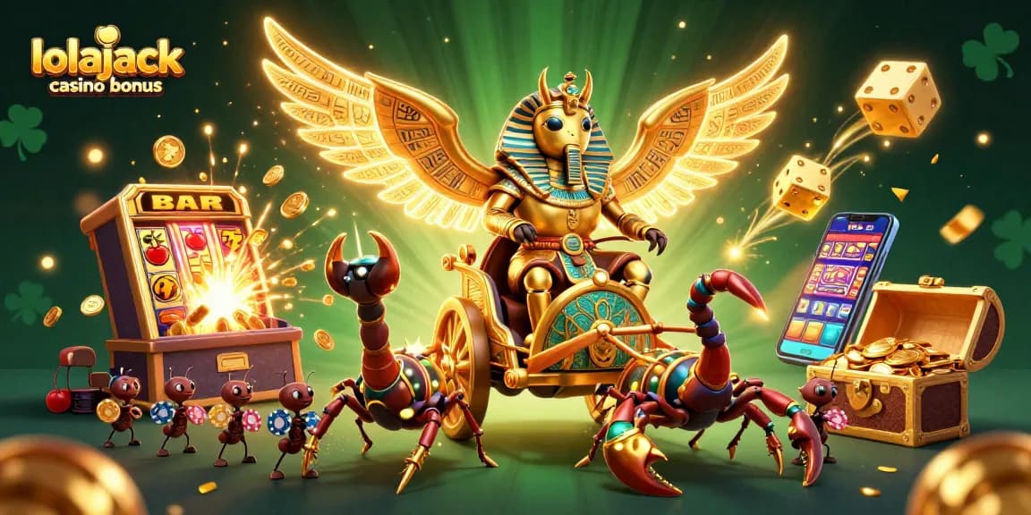 Experience exciting gameplay and rewards with the lolajack casino bonus showcased in a vibrant 3D illustration.