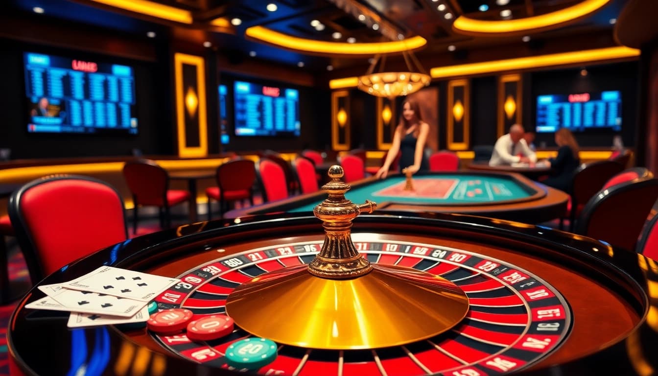 Experience the thrill of online gaming with https://lc88.art/ showcasing a vibrant casino atmosphere.