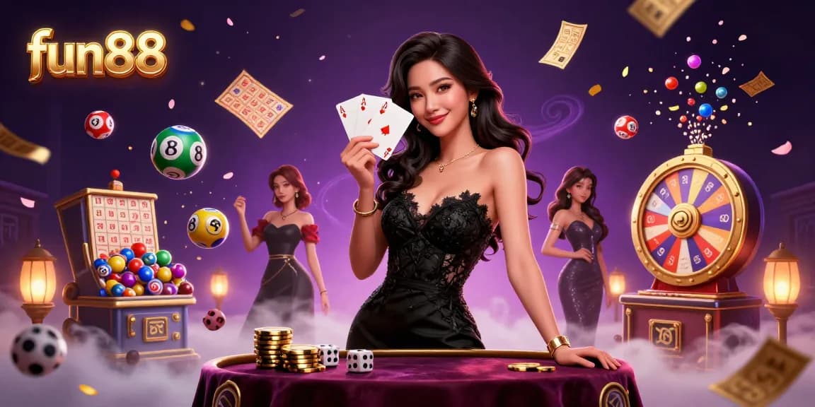 Experience fun88 thrills with vibrant lottery elements in an elegant casino setting.
