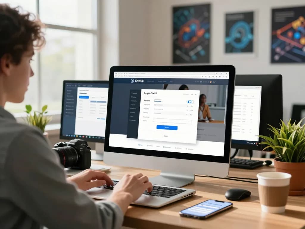 Engaging scene of a user accessing the Login Five88 portal on a laptop, showcasing a modern workspace and technology.