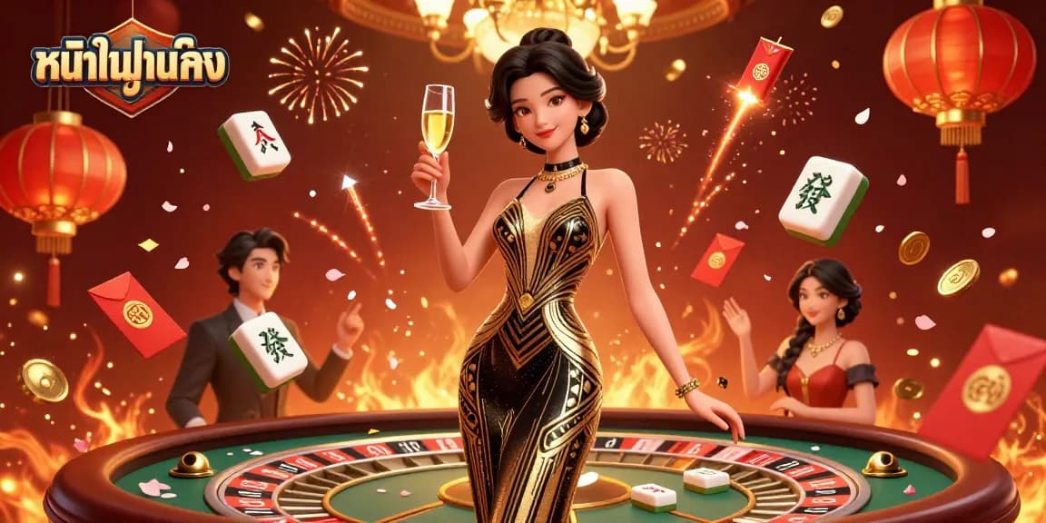 Enjoy immersive gameplay with หนังใหม่ชนโรง in this vibrant 3D casino scene featuring luxury elements and festive energy.