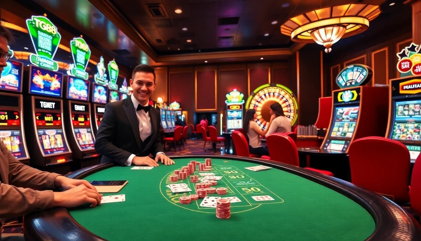 Experience the excitement at TG88 with colorful chips and interactive casino games.
