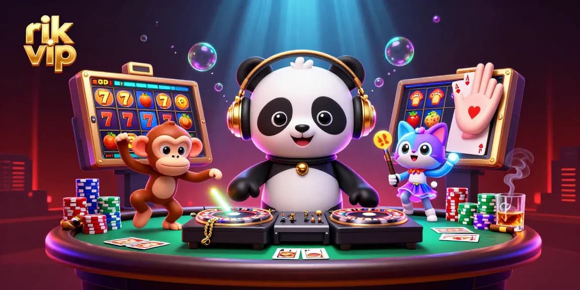 Experience thrilling gaming excitement with rik vip at a vibrant casino scene featuring unique characters.