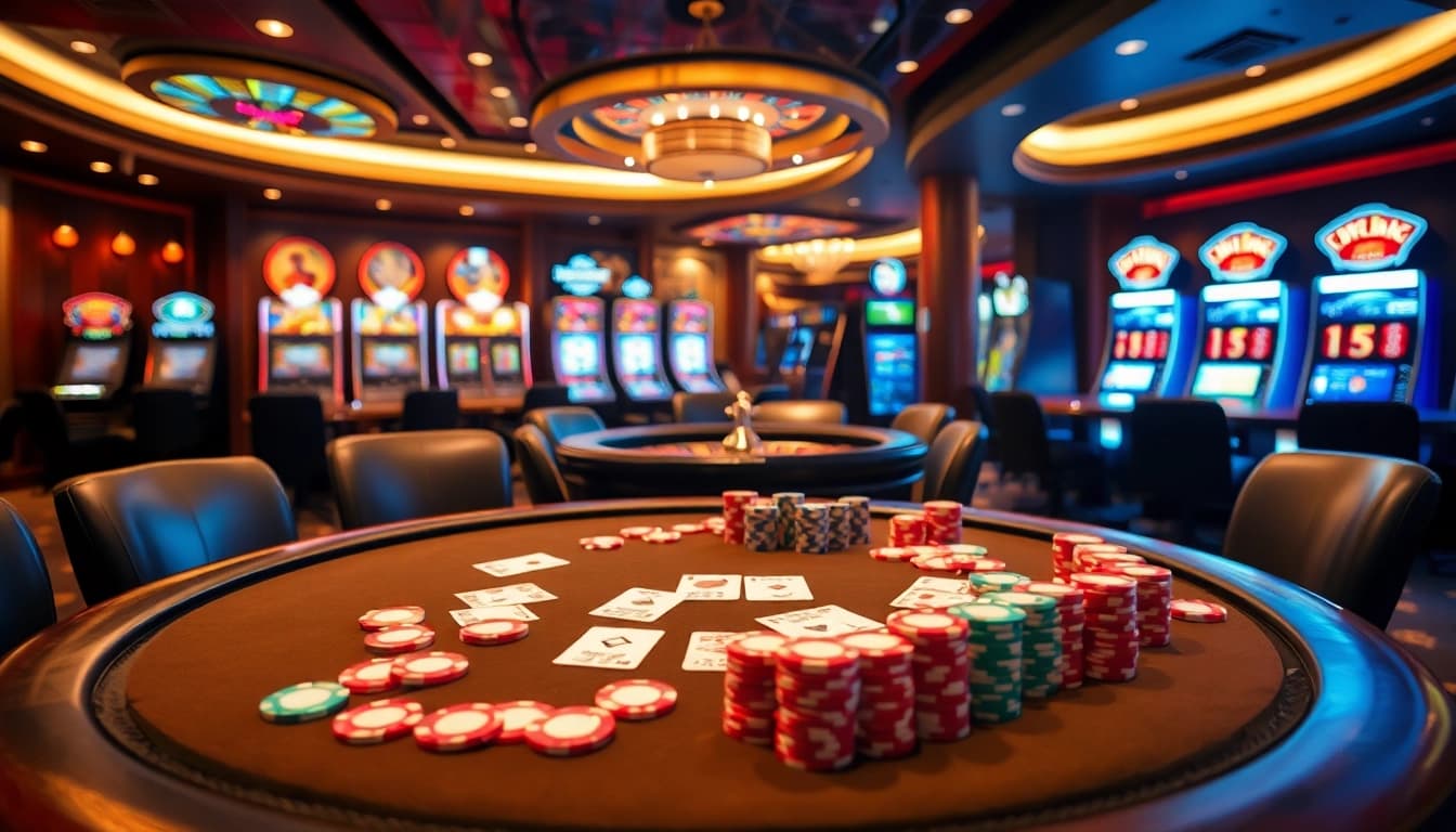 Experience the thrill of gambling at GG88 with an exciting high-stakes poker table scene.