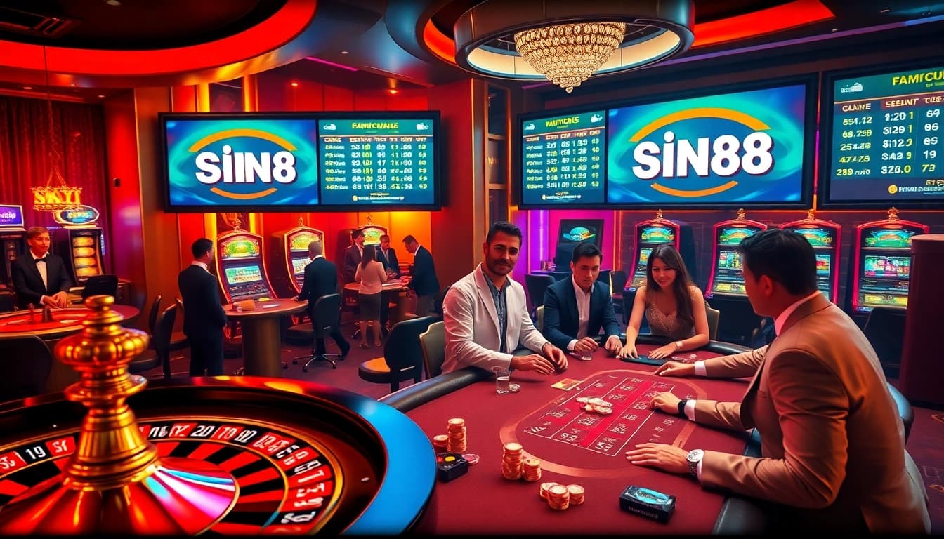 SIN88 high-stakes action at a luxury casino table featuring roulette and poker chips