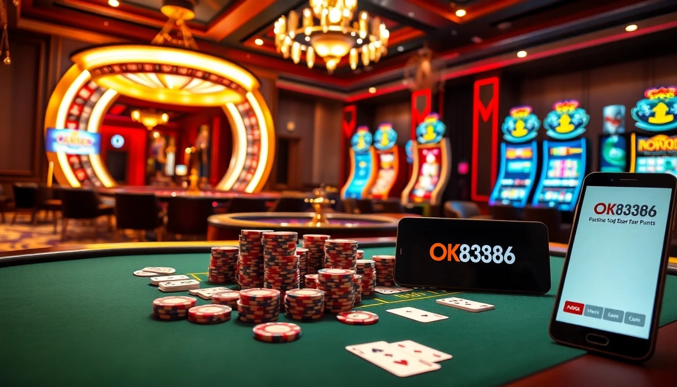Experience casino excitement with https://ok8386.autos/ poker chips and a vibrant slot machine setting.