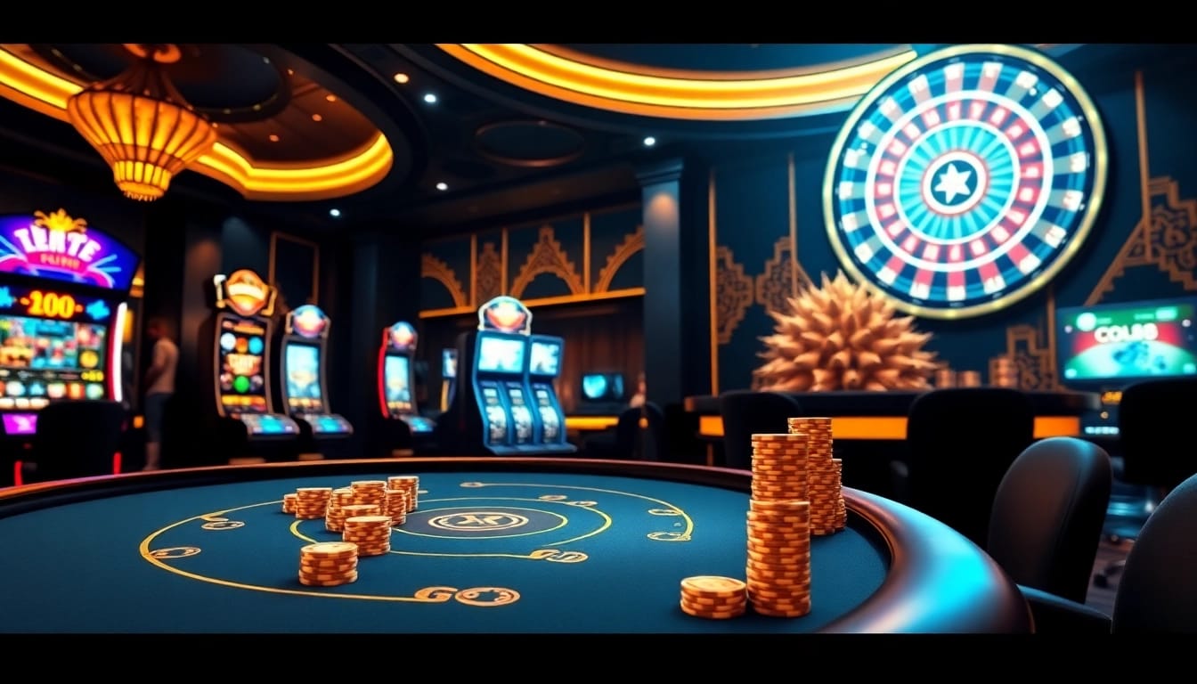 Players enjoy vibrant gambling experiences at https://go88.finance/, featuring tables and slot machines.