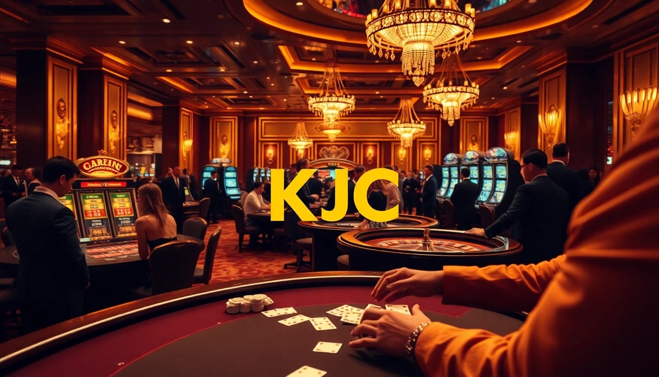 KJC casino scene showcasing poker tables and exciting gaming ambiance.