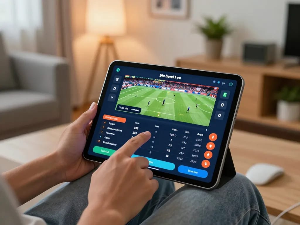 Engaging with kèo nhà cái odds during live sports betting on a stylish tablet