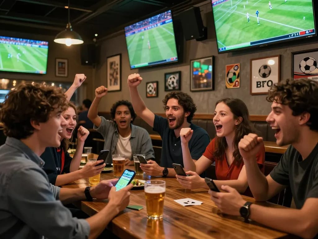 Fans enjoying live soccer action while placing bets at vsc10 online sportsbook