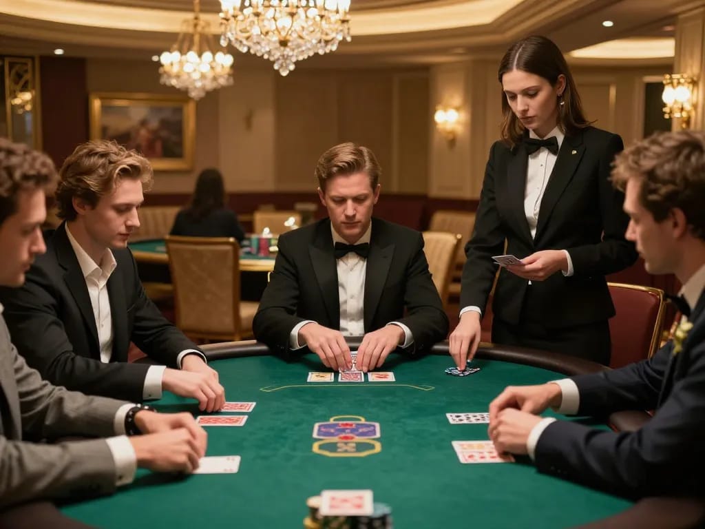 78winvina poker players strategizing during a high-stakes game in a luxurious setting.