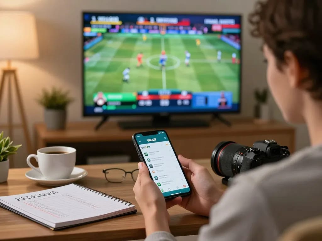 Engaging user placing bets on Wala88 sports app while enjoying a home gaming atmosphere.